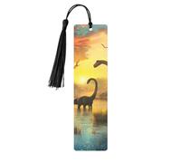 Dinosaur Double-Sided Printed Wooden Bookmarks 5pcs, Women Presents for Book Lovers Cool Notebook Accessories Birthday Presents for Men(5 Piece Set)