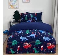 Dinosaur Duvet Cover Bedding Set Sherpa Fleece Kids Christmas Gift Quilt OHS Dark Navy Single