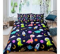 Dinosaur Duvet Cover Girls Outer Space Cartoon Dino Bedding Set Jungle Animals Astronaut Comforter Cover for Kids Teens BedSpace Rocket Bedding & Linen Single Size Bedding 2Pcs
