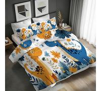 Dinosaur Duvet Cover Set Double Size Cartoon Kawaii 3D Print Bedding Quilt Cover Set Soft Microfiber Comforter Cover 3 Pieces with Zipper Closure + 2 Pillowcases Bedroom Decor 1R18