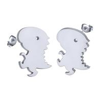 Dinosaur Earring Stainless Steel Minimalist Laser Cut T Rex Stud Earrings for Women Men Animal Jewelry Gift (silver)