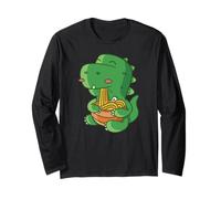 Dinosaur Eating Ramen Noodles Kawaii Cute Funny Long Sleeve T-Shirt