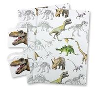 Dinosaur Eco Printed Recyclable Gift Wrapping Paper with Tags, 2 Sheets and 2 Tags - Birthdays - Christmas - Arts and Crafts Projects -School