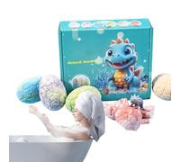 Dinosaur Egg Bath Bombs - 6 Piece Fizzing Surprise Set, Hidden Toy Inside Every Sphere, Gentle Moisturizing Formula, Vibrant Rainbow Colors, Sensory Play Tub Experience | for Kids and Boys