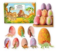 Dinosaur Egg Bath Bombs 8 Pack - Set of 8 Large Handmade Bath Bomb Easter Gifts with Hidden Dinosaur Toys Inside, Natural Essential Oils Kids Bath Fizzies, Fun Dino Surprise for Boys & Girls Birthday