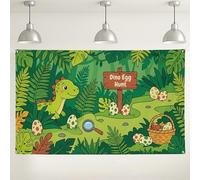 Dinosaur Egg Hunt Backdrop, Cute Jungle Adventure Theme Decorations, Green Nature Scene Background for Photography Party Supplies 71x43 Inch