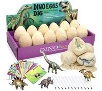 Dinosaur Eggs Excavation Dig Kit - Dino Eggs with 12 Dinosaurs Inside, Dinosaur Toys for Kids, Birthday, Easter for Boys & Girls Ages 3-12.