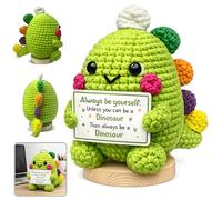 Dinosaur Emotional Support Crochet, Positive Gifts with Inspirational for Encouragement, Emotional Support Gift, Positive Crochet Animals for Friends Coworkers