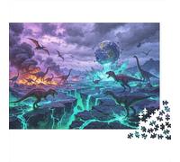 Dinosaur Extinction Adult Jigsaws 1000Pc Recycled Material Jurassic Period Jigsaw Puzzle Educational Game Decompression Parent Child Game Props for Home 52x38cm/1000pcs