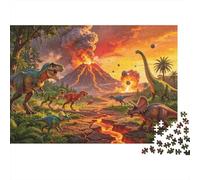 Dinosaur Extinction Puzzle for Adults 1000Pc Recyclable Paper Fiery Volcano Jigsaw Puzzles Educational Game Challenge Ideal for Family And Friends Gifts 38x26cm/1000pcs