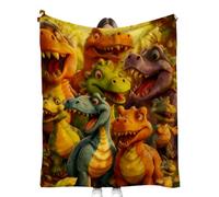 Dinosaur Flannel Blanket, HD Digital Print - 150 x 130 cm Comfortable and Soft Flannel Blanket for Reading Corner Bedroom Bedroom Home Sofa Office