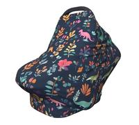 Dinosaur Flower Nursing Cover 360° Full Coverage Forest Leaves Stretch Scarf for Breastfeeding and Car Seat Cover Fit for Most Pushchairs and Prams