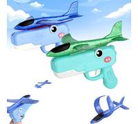 Dinosaur Foam Glider Airplane Launcher Toy, 8" Mechanical Catapult Gun Aircraft, Crash-Resistant EPP Plane with 33-59ft Long Flight Distance & Dual Mode, Outdoor Active Play Birthday Gifts (Mixed-1)