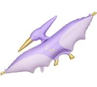 Dinosaur Foil Balloons, Assorted Designs Including Pterodactyl, Triceratops, Brontosaurus, Happy Birthday and Number Balloons (Pterodactyl)