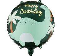 Dinosaur Foil Balloons, Assorted Designs Including Pterodactyl, Triceratops, Brontosaurus, Happy Birthday and Number Balloons (Happy Birthday)
