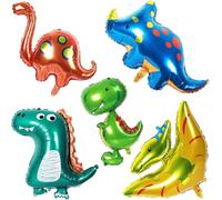 Dinosaur Foil Balloons Set, 5 Pieces Large Dinosaur Aluminum Mylar Balloons for Kids, Giant Cute Dino Birthday Party Decorations Kit for Boys Jungle Safari Theme Baby Shower Decor Supplies