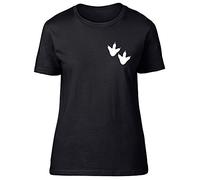 Dinosaur Foot Print Small Left Side Pocket Design Funny Womens Ladies Short Sleeve T-Shirt Black
