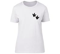 Dinosaur Foot Print Small Left Side Pocket Design Funny Womens Ladies Short Sleeve T-Shirt White