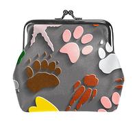 Dinosaur Footprints Grey Women’s PU Leather Coin Wallets Girls Mini Buckle Coin Purse Pouch