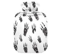 Dinosaur Footprints Hot Cold Water Bottle with Fleece Cover PVC Hot Water Bag 2 Liter