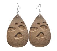 Dinosaur Footprints03 Print Leather Dangle Earrings For Women Elegant Drop Earrings Lightweight Fashion Jewelry