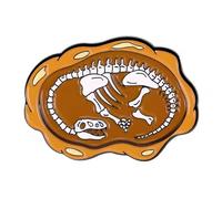 Dinosaur Fossil Enamel Pin - 3x2.2cm Prehistoric Skeleton Lapel Badge | Brown and White Jurassic Design Brooch | Fun Gift for Paleontology & Dino Lovers