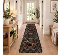 Dinosaur Fossil Skeleton Theme Gothic Runner Rug 2x8 | Archaeology Theme, Entryway Runner Rug, Stone Tunnel Motif, Dark Geological Aesthetic, Paleontological Interest