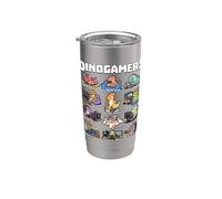 Dinosaur Gamer Dino Gaming Arcade Controller Crew Stainless Steel Insulated Tumbler