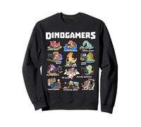 Dinosaur Gamer Dino Gaming Arcade Controller Crew Sweatshirt