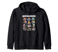 Dinosaur Gamer Dino Gaming Arcade Controller Crew Zip Hoodie