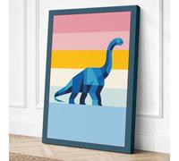 Dinosaur Geometric Canvas Wall Art Print 18x12 Inch (46 x 30 cm)
