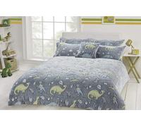 Dinosaur Glow in the Dark Teddy Duvet Set - Grey / Single