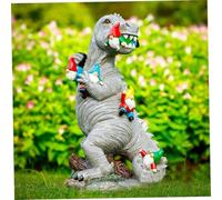 Dinosaur Gnome Statues, 15cm Resin Dinosaur Eating Gnomes Figurines, Garden Gnome Sculpture, Funny Dinosaur Gnomes for Yard Lawn Garden Decorations