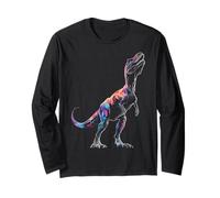 Dinosaur Graphic Archaeology T-Rex Motif Colorful Long Sleeve T-Shirt