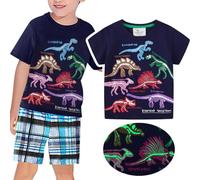 Dinosaur Graphic Tee Luminous Boys T Shirt Glow in The Dark Short Sleeve Tops Crew Neck T Shirts Kids Cartoon Tshirts Top Soft Comfortable Sports Shirts Print Tee Tops Summer (Dark Blue, 6 Years)