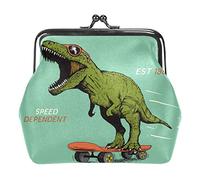 Dinosaur Green Women’s PU Leather Coin Wallets Girls Mini Buckle Coin Purse Pouch
