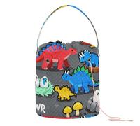 Dinosaur Group "thunder Rumble Rawr" Design Crochet Bag Crochet Organizer Bag with Holes Crochet Tote for Crochet Tool Crochet Project