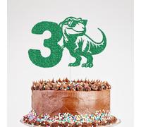 Dinosaur Happy 3rd Birthday Cake Topper Baby Shower 3rd Birthday Dinosaur Theme Party Cake Decorations Green Glitter