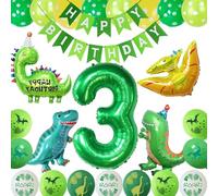 Dinosaur Happy Birthday Party Balloons Set,Dinosaur 3rd Birthday Party Decorations,Dinosaur Birthday Party Supplies Decoration,Dino Theme Happy Birthday Balloons Decor for Boys and Girls