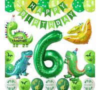 Dinosaur Happy Birthday Party Balloons Set,Dinosaur 6th Birthday Party Decorations,Dinosaur Birthday Party Supplies Decoration,Dino Theme Happy Birthday Balloons Decor for Boys and Girls