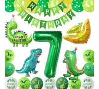 Dinosaur Happy Birthday Party Balloons Set,Dinosaur 7th Birthday Party Decorations,Dinosaur Birthday Party Supplies Decoration,Dino Theme Happy Birthday Balloons Decor for Boys and Girls