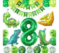 Dinosaur Happy Birthday Party Balloons Set,Dinosaur 8th Birthday Party Decorations,Dinosaur Birthday Party Supplies Decoration,Dino Theme Happy Birthday Balloons Decor for Boys and Girls