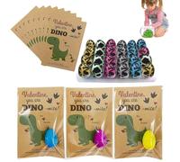Dinosaur Hatching Rainbow Eggs - 24 Pack Dinosaur Hatching Surprise Eggs, Kids Party Exchange Cards | Valentine’s Gift With Surprise Dino Egg, Dinosaurs Toys For Preschool Party Favor