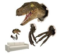 Dinosaur Head Wall Mount 3D Dinosaur Wall Art Sculpture Wall-Mounted Resin Dinosaur Statue Dinosaur Bedroom Accessories for Home Taxidermy Dinosaur Bedroom Accessories Dinosaur Wall Art Wall De