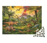 Dinosaur Herd Jigsaw Puzzles 1000 Pieces Recycled Material Jurassic Period Puzzles for Elderly Relieve Senile Dementia Fun Family Game Activity Home 70x50cm/1000pcs