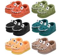 Dinosaur Home Slipper House Shoes for Toddler Kids Boys,Winter Warm Slippers Plush Cute Cartoon Dinosaur Bedroom House Indoor Shoes Boys 9 Khaki