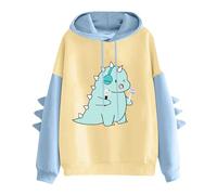 Dinosaur Hoodie Women UK Casual Long Sleeve Dino Hoodie Teens Girls Kawaii Sweatshirt Tops Splice Cartoon Cute Anime Patchwork Hooded Pullover y2k Aesthetic Japanese Jumper Ladies Sweater Cosplay