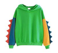 Dinosaur Hoodies for Teen Girls Cute Splice Long Sleeve Pullover Tops Casual Candy Color Hooded Sweatshirt Womens Girl's Fashion Loose Jumper Kawaii Hoodie for Spring Autumn