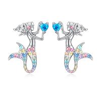 Dinosaur Horse Stud Earrings for Women,Animal Elephant Fox Butterfly Mermaid Hummingbird Penguin Earrings Jewelry, Brass, No Gemstone