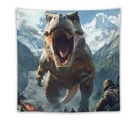 Dinosaur Human War Funny Tapestry Backdrop Tapestries Aesthetic Wall Hanging Decor for Bedroom Living Room